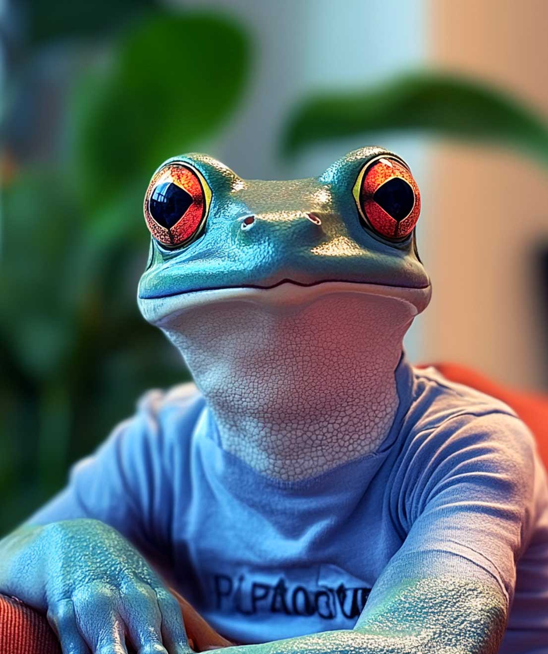 Jarrod Bull portrait as an AI generated frog