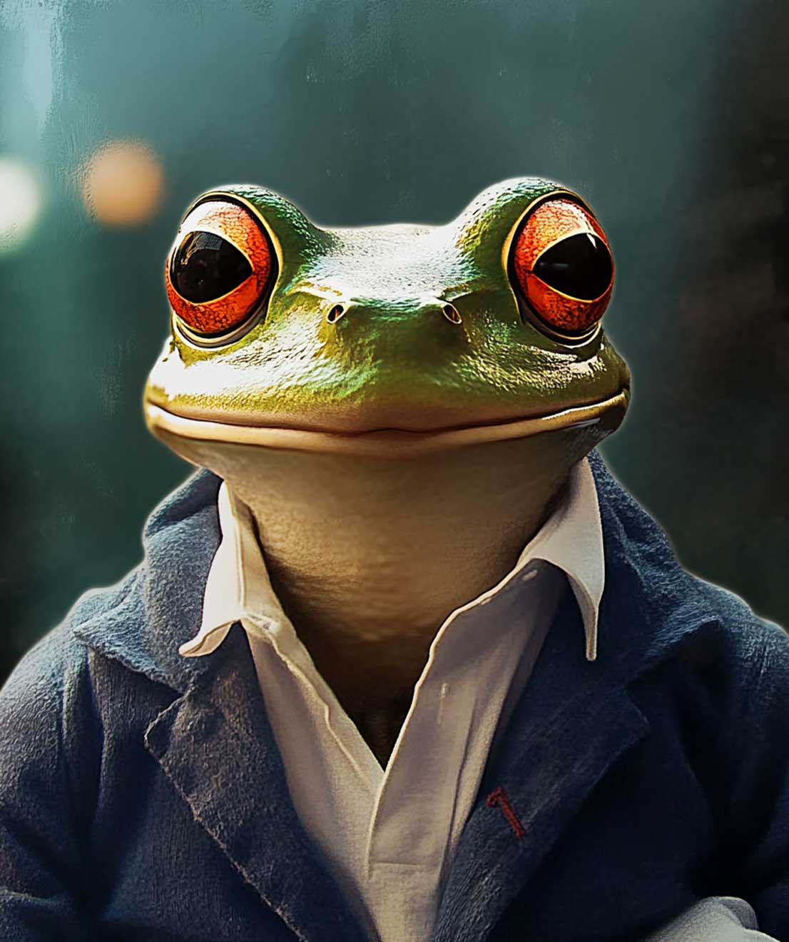 Jeb Blatt portrait as an AI generated frog