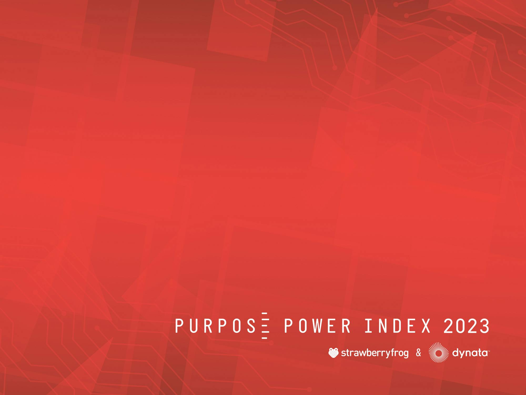 Red geometric background with text:  Purpose Power Index 2023