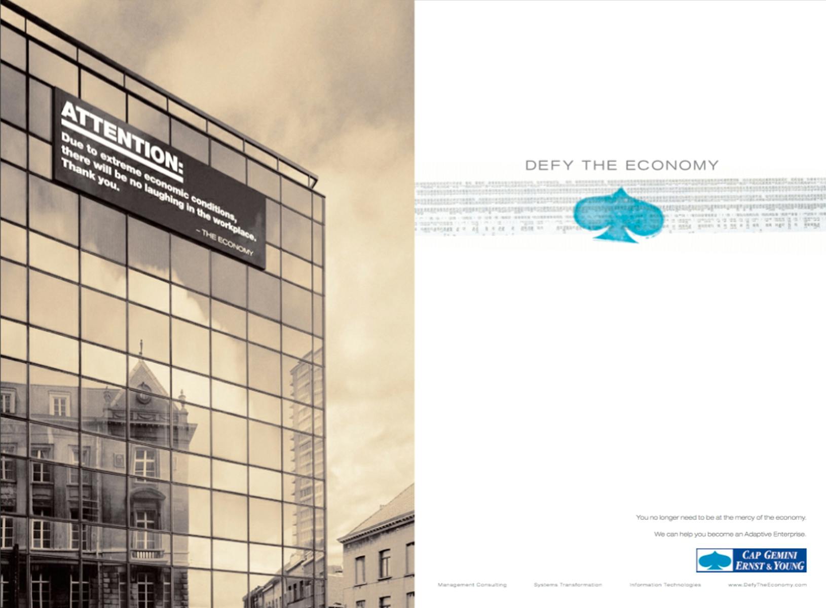 Billboard visual for Cap Gemini’s “Adaptive Enterprise” campaign on a large glass building. 